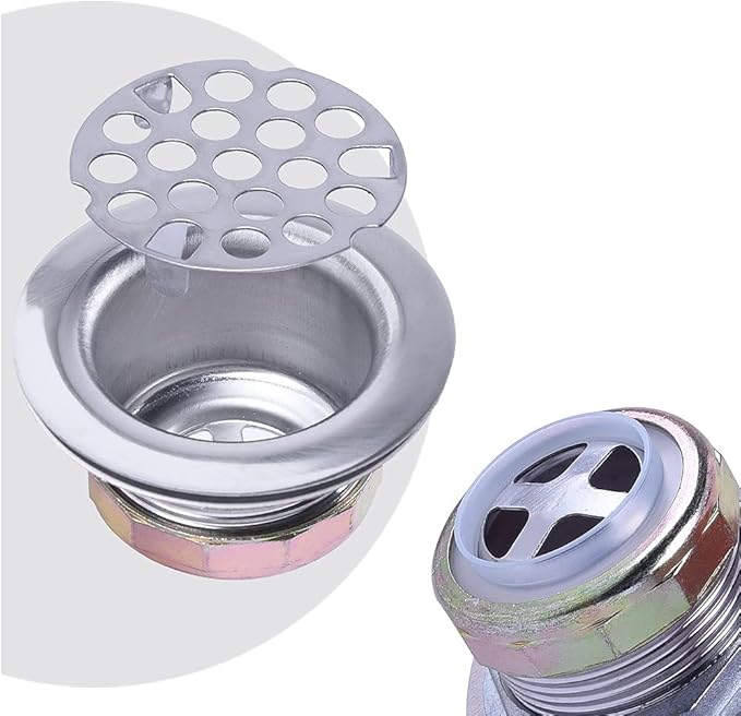 Stainless Steel Shower Strainer Assembly W/Flat Grid Strainer for Bar or Bathroom Sinks