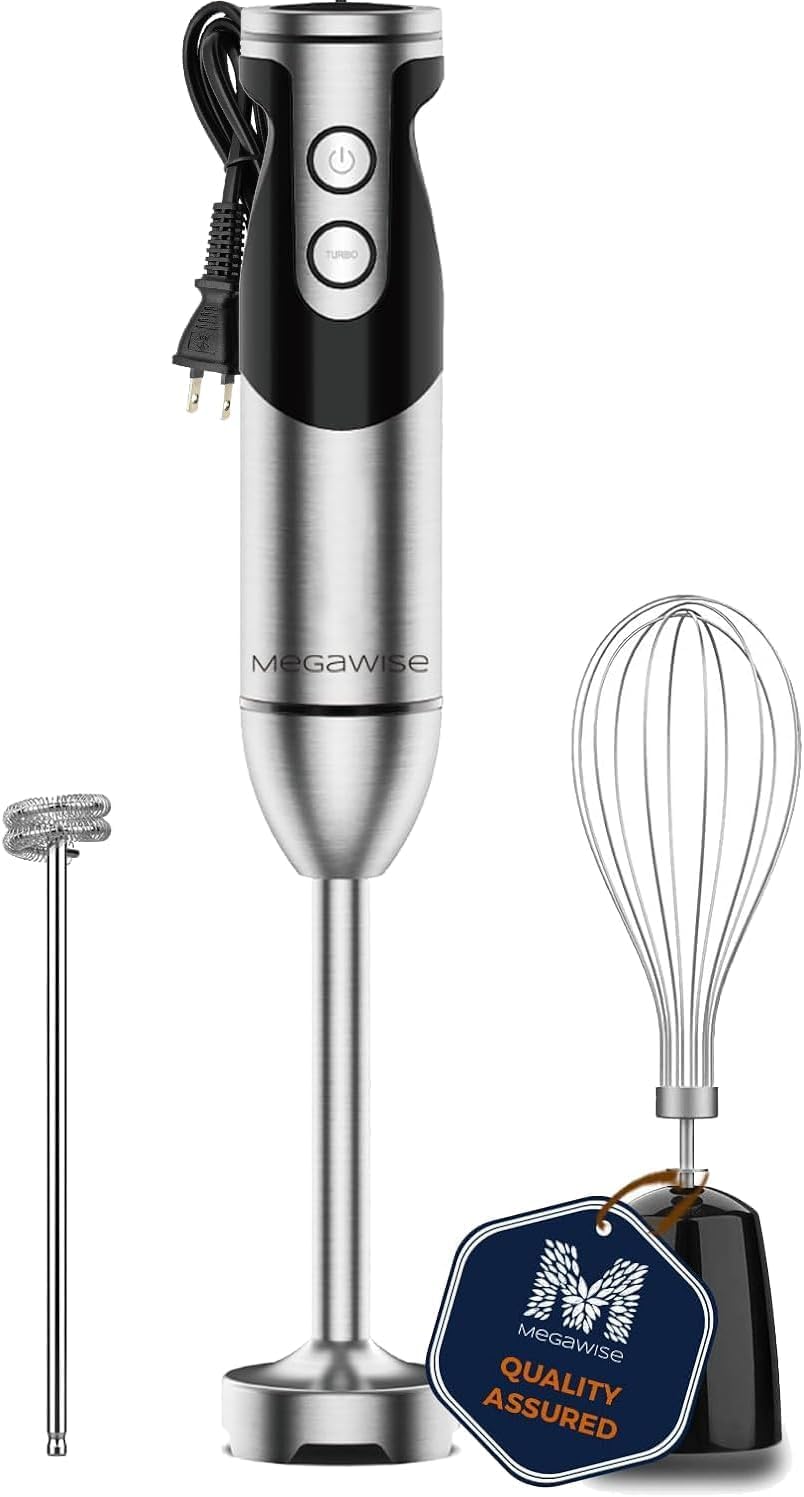 3-in-1 Immersion Hand Blender, 12 Speeds, Titanium Blades, Black