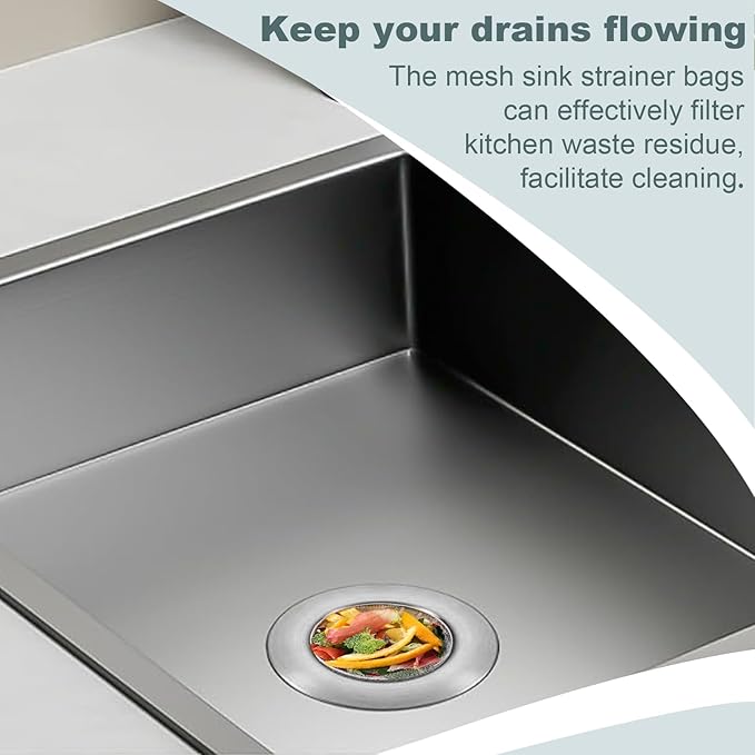 400 Pack Disposable Drain Covers, Disposable Sourdough Mesh Sink Strainer Pouches, Drain Catcher Mesh Cover Nets One Use Sourdough for Kitchen Sink, Kitchen and Bathroom Strainer Pouches