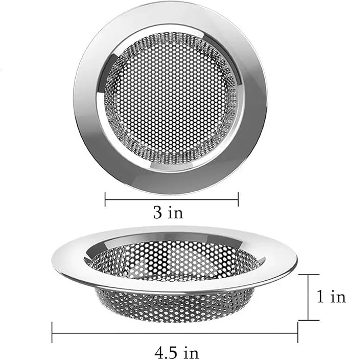 Kitchen Sink Strainer Basket Stainless Steel - Sink Drain Cover with Wide Rim, for Most Kitchen Sinks Anti-Clogging 4.5 in (4pc Silver)