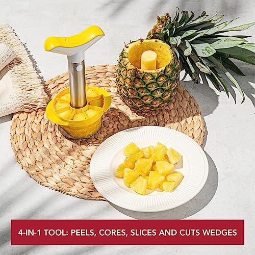 4874360, Pineapple Slicer & Wedger Stainless Steel/Yellow