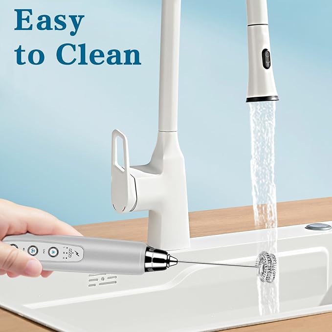 BSRGMS Milk Frother Handheld for Coffee, Electric Whisk 3 Speed Adjustable, Drink Mixer with Stainless 3 Whisks, Rechargeable Hand Frother Wand