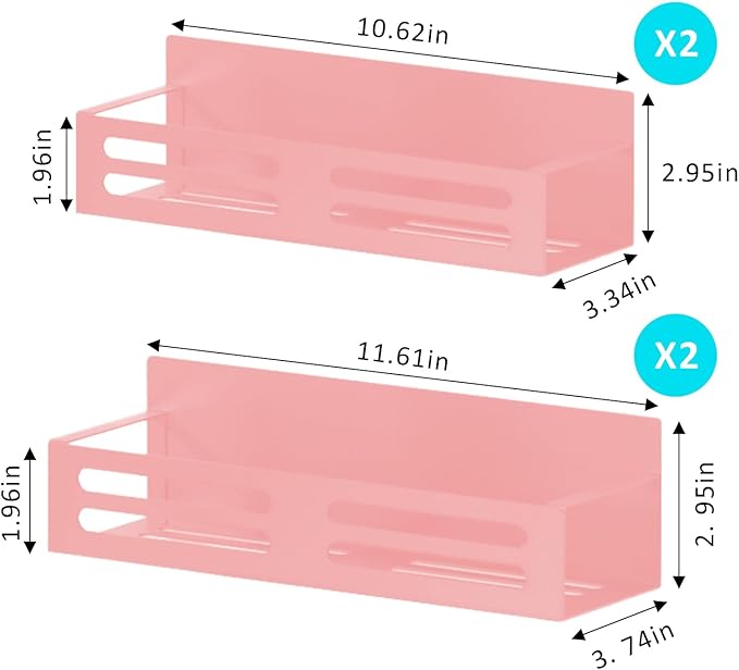 Magnetic Spice Rack for Refrigerator, Metal Spice Rack Organizer, Magnetic Shelf for Fridge 4Pack Pink