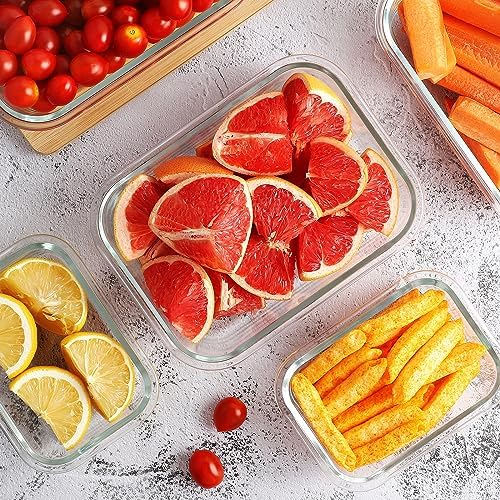 10-Pack Glass Meal Prep Containers, 36 oz/14 oz, Locking Lid Set
