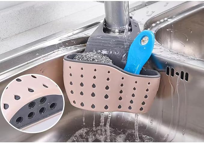 Kitchen Faucet Sponge Holder Sink Caddy Organizer Over Faucet Hanging Faucet Drain Rack for Sink Organizer (Easy)