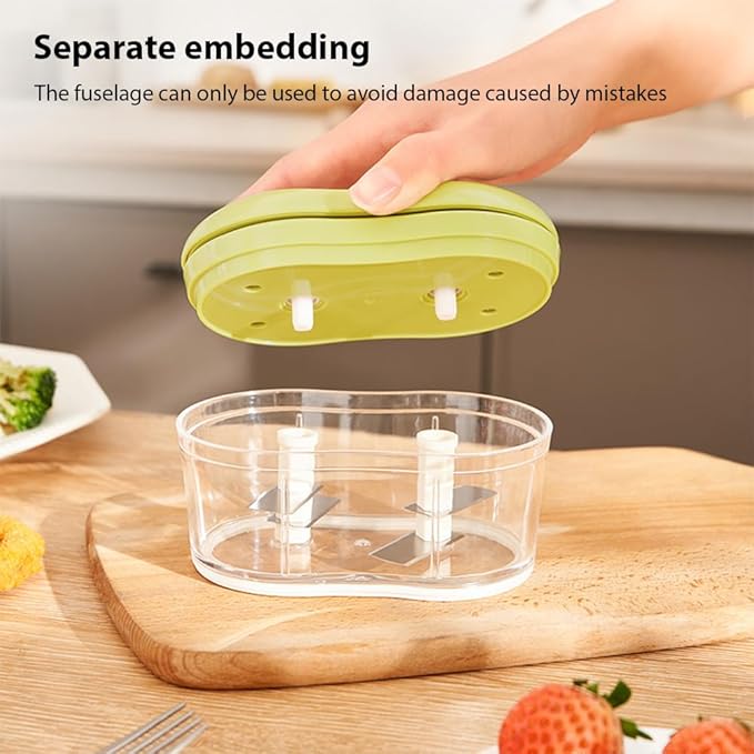 Food Chopper Manual Garlic Mincer Onion Vegetable Chopper Easy to Hand Push Garlic Cutter Portable Small Food Processor for Chili Peppers Fruits Household Kitchen