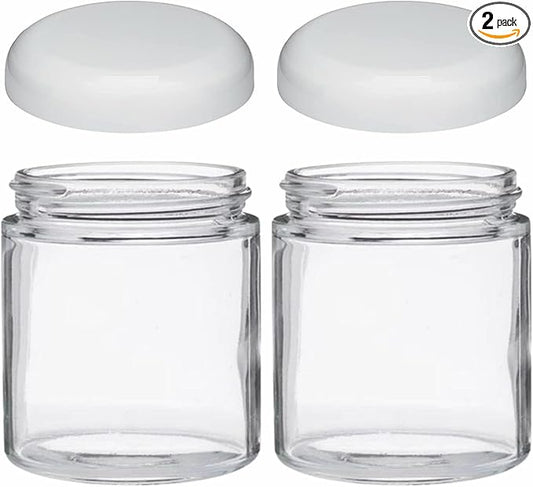 JARMING COLLECTIONS Mason Jars 16 oz Glass Extra Wide Mouth Pint Storage Jars with Lids - BPA Free Plastic Storage Lids - Made in USA - Pint Glass Jars 16 oz with White Lids
