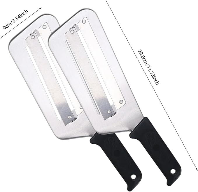 2 Pcs Cabbage Chopper Shredder - Stainless Steel Kitchen Knife for Slicing, Grating & Shredding - Perfect for Sauerkraut, Coleslaw, Vegetables - Sharp Blades, Easy to Clean & Durable (2 Pcs Black)