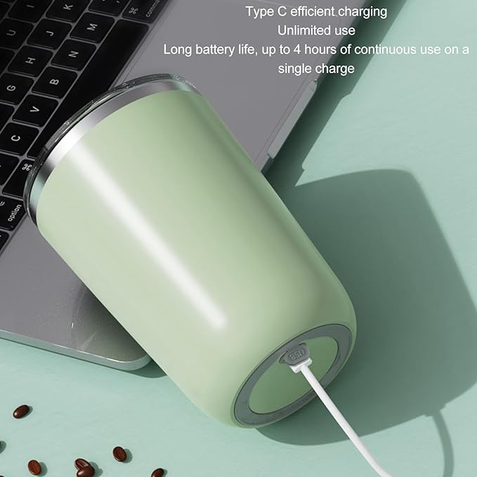 Shaker Bottle 11.8oz Electric Mixer Cup Stainless Steel Self Stirring Blender USB Rechargeable Coffee Mug for Sports, Workouts, Office(Green)