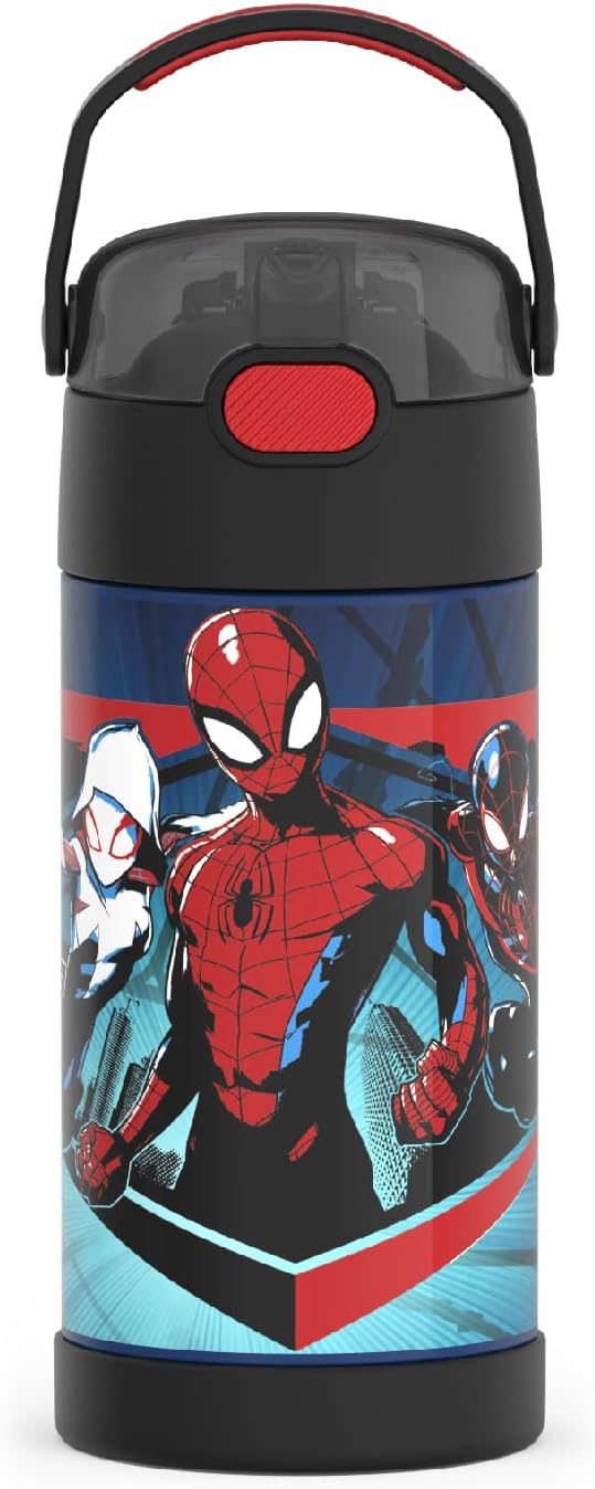 FUNTAINER Water Bottle with Straw, 12oz, Spider-Man