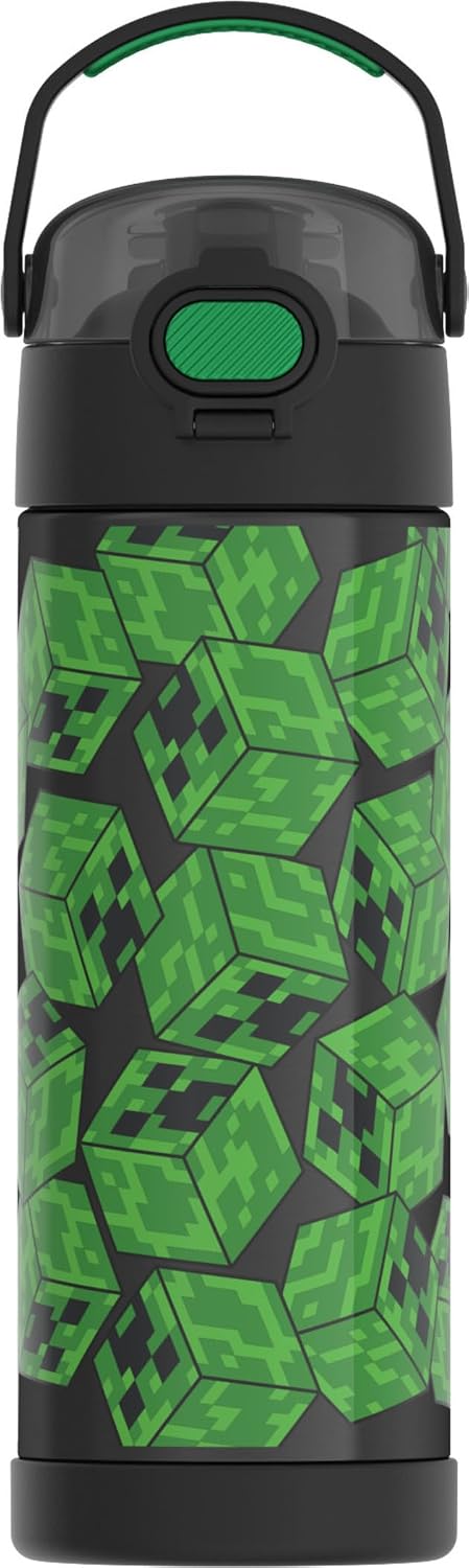FUNTAINER Water Bottle with Spout, 16oz, Minecraft, Style may vary