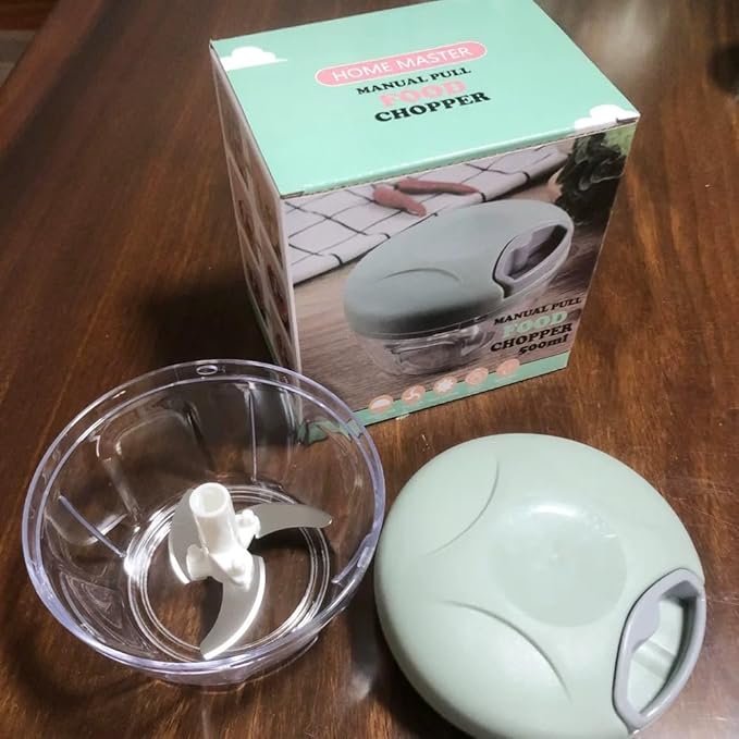 Onion Chopper, Vegetable, Garlic Chopper with Container, Kitchen Cutter,Pull String Hand Manual Food Processor Mincer Shredder for Cutting Onions Chili Ginger Seasoning Food Chopper (Green, 500ml)