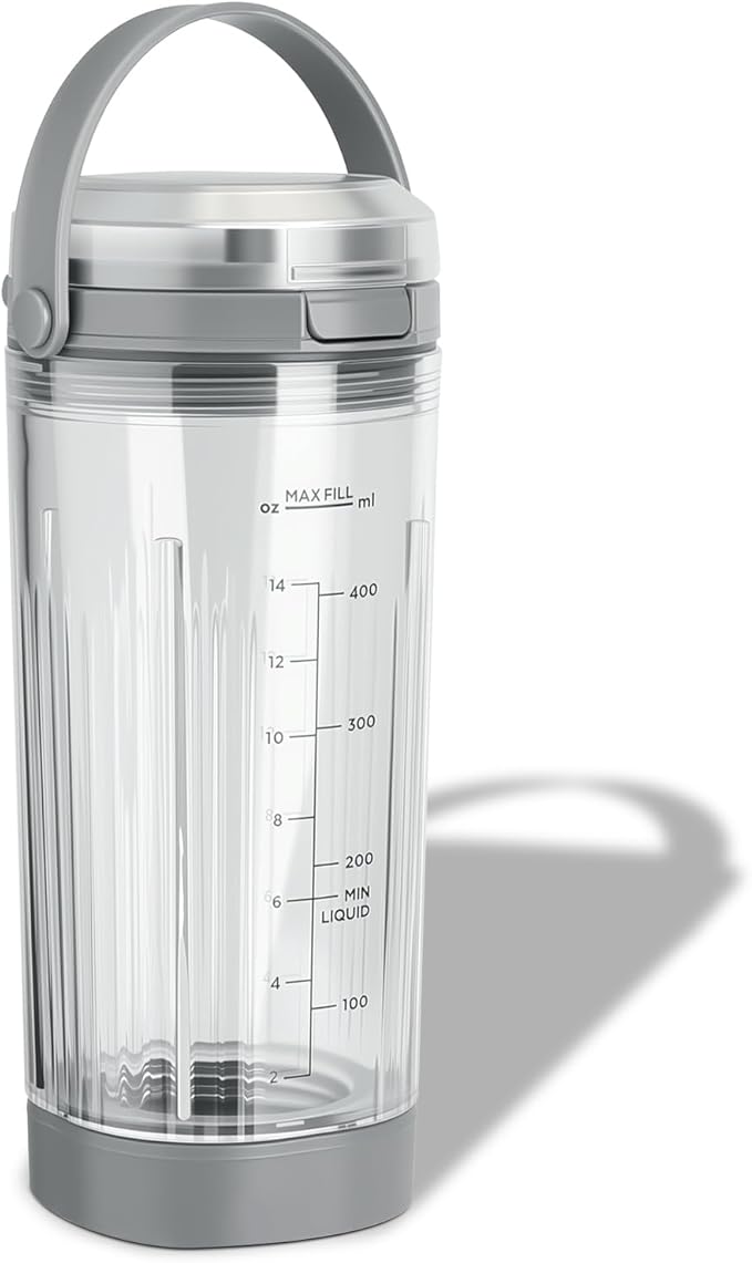Ninja Blast Accessories 3pcs - Replacement Parts 18oz Blending Vessel Cup & Vessel Cap & Sip Lid with Carry Handle, Compatible with Ninja Blast Portable Blender BC100 Series and BC151 Series Grey