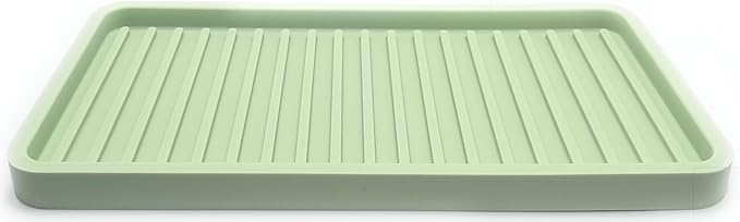 Silicone Sink and Surface Organizer Tray, Sponge Holder, Vanity Tray, Trivet, Heat Safe, Dishwasher Safe, for Bathroom and Kitchen Organization (Pistachio, 10"x5.25")