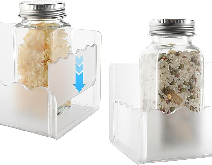 6 inch Spice Rack Wall Mounted,4 Pack Spice Organizer Shelf for Stove Cabinet Pantry Door, Adhesive or Screw Hanging Wall Spice Shelf Storage Holder in Kitchen and RV - Frost Color