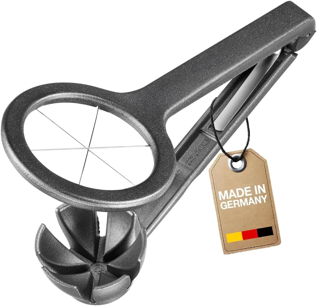 Egg Slicer Black Edition - Heavy-Duty Aluminum Cutter with Stainless Steel Blades for Wedge Slices, Multi-Purpose Wedger for Eggs, Mushrooms, Strawberries & Kiwi, Kitchen Essentials