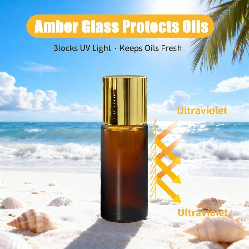 1.7oz Refillable Amethyst Roller Bottles for Oils - Image 3