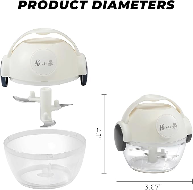 Mini Manual Vegetable Chopper Portable Pull String Food Chopper 170ml - Sharp Blades Garlic Mincer with Container Onion Cutter for Ginger, Chili, Fruit, Meat, Nuts