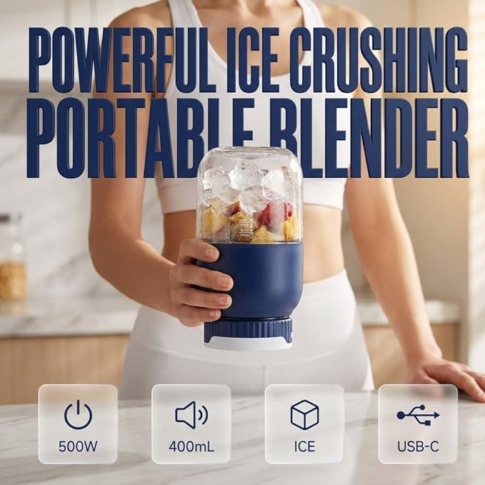 Portable Wireless Juicer Cup, 2026 New Personal Blender, Portable Juice Blender for Outdoor Use, Rechargeable Mini Blending for Travel, Fruit Juicer Cup for Office Workers (1)