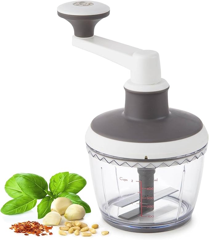 PL8 High-Speed Mini Chopper – Compact Manual Food Processor with Dual-Sided Stainless Steel Blades, Soft Grip Lid & Non-Skid Base, 2 Cup Capacity, Ideal for Herbs, Salsas, Sauces, and Purees