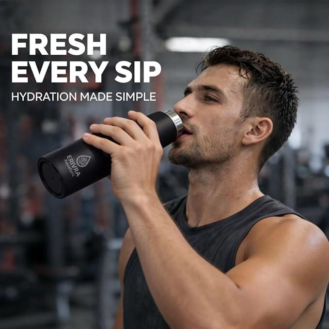 AquaSync Smart Self-Cleaning Water Bottle 17oz Vacuum Insulated Stainless Steel with UV-C Light Technology LED Temperature Display & USB-C Rechargeable Battery