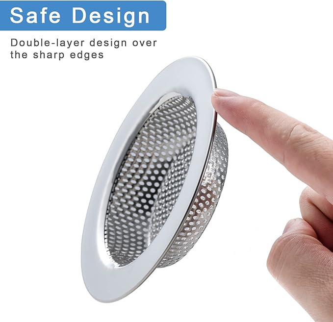 Honmein 3 Pcs Sink Strainer for Most Kitchen Sink Drain Basket, Upgraded Double-Layer Safe Design Kitchen Sink Strainer (Outer Diameter 4.5 Inch)