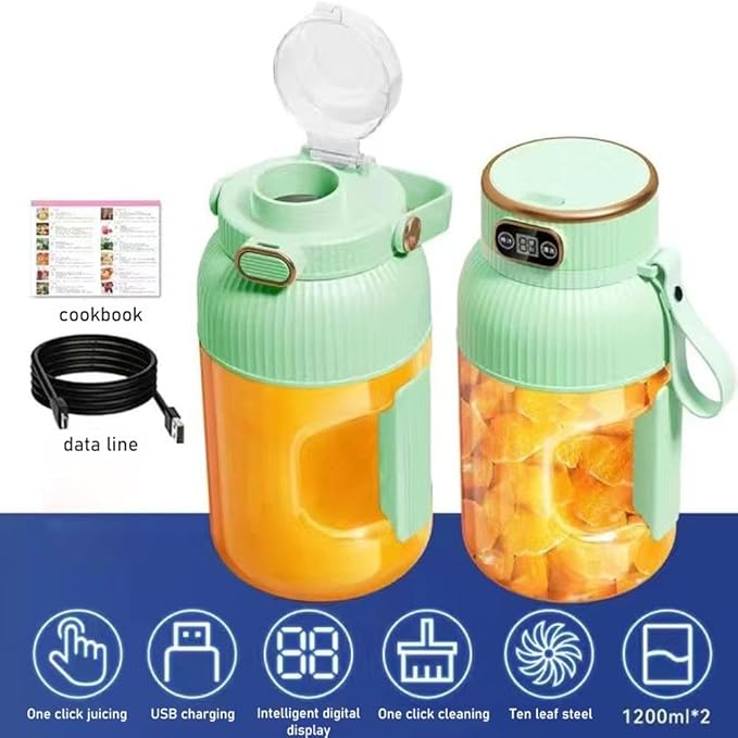 Portable Blender,On the Go Blender,Multifunctional Juicer Cup with Digital Display,Fresh Juice Portable Blender for Smoothies or Shakes,Wireless USB Rechargeable Fruit Blender for Outdoor (White)