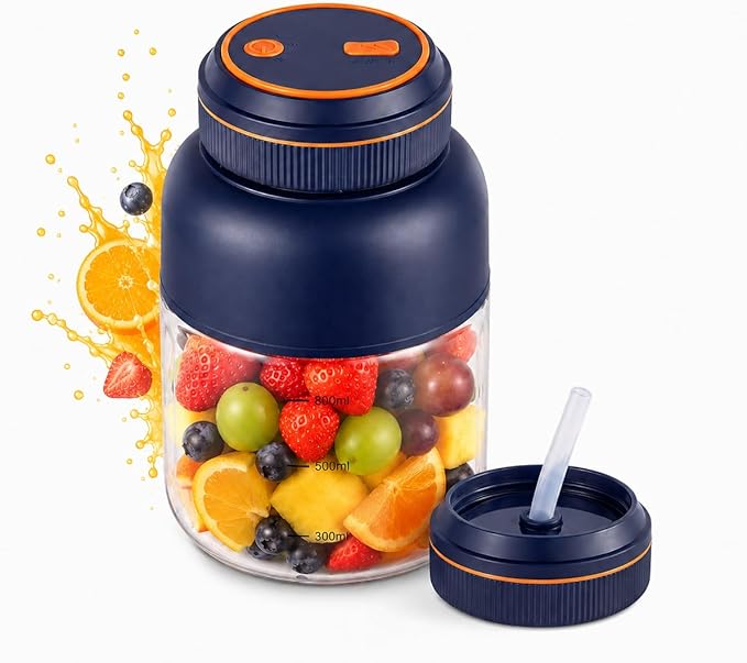 Portable Appliances Juicer, 2026 New 44oz Personal Size Blender for Shakes and Smoothies, Dual Lid Compact Travel Drinking Cup with Leakproof Handle for Office Outdoor (Blue, 1300, Milliliters)