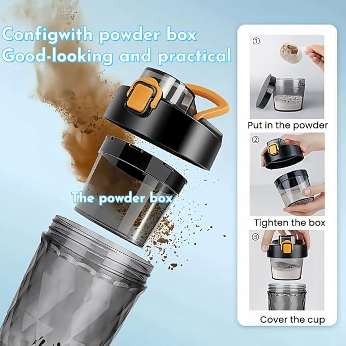 Self electric Stirring Cup with powder box Protein Shake Bottle Portable sports Mug Lightweight large capacity Cup (Green)