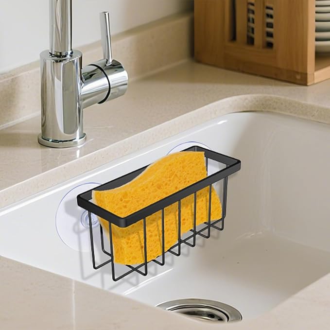 Sponge Holder for Kitchen Sink,Kitchen Sponge Holder,Sink Caddy for Sponges,Soap(Black)