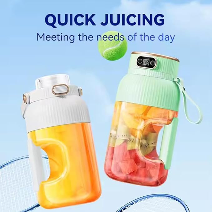 Portable Blender,On the Go Blender,Multifunctional Juicer Cup with Digital Display,Fresh Juice Portable Blender for Smoothies or Shakes,Wireless USB Rechargeable Fruit Blender for Outdoor (Blue2)