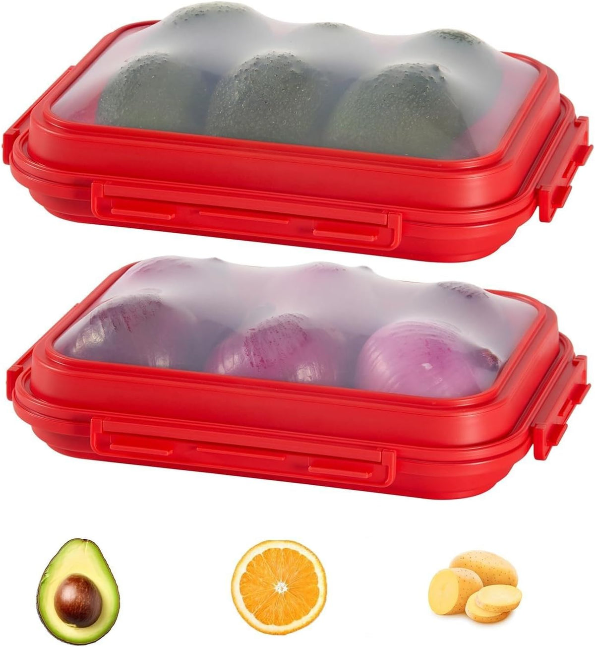 2 Pack Silicone Food Fresh-Keeping Storage Containers with Lid(12 Cups /96 oz) BPA-Free Leakproof Lock Clips Versatile Fridge Storage Containers Space Saving & Expandable Red