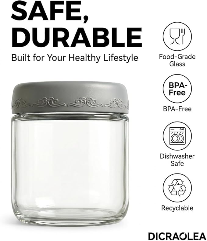 10 oz 4Pack Glass Overnight Oats Jars Containers with Airtight Leakproof Lids, Reusable Mason Jars for Meal Prep, Yogurt Parfaits, Smoothies, Salads & Healthy Breakfasts (10 OZ-4-2)