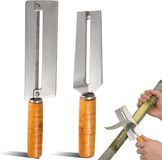 2Pcs Pineapple Peeler, Sugar Cane Peeling Knife, Thickened Stainless Steel Fruit Peeler with Wood Handle for Home Kitchen