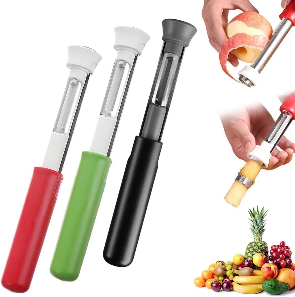 2026 New Stainless Steel Red Bell Pepper Seed Corer, 2 in 1 Apple Corer and Peeler Tool, Multi-Purpose Apple Corer for Home Kitchen, Vegetable Fruit Kitchen Gadget (C-3PCS)