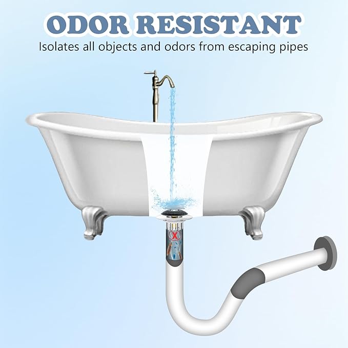 Universal 3 in 1 Bathtub Drain Stopper Bathtub Drain Hair Catcher, Pop-up Tub Stopper with Effective Filter Basket, Anti-Clogging Bathtub Drain Plug Bath Tub Stoppers for 1.45-1.8" Drain Shoe