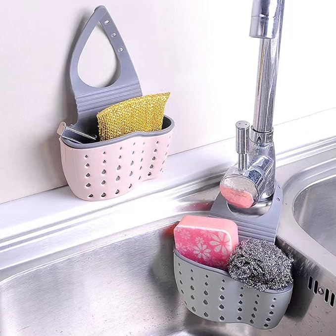 Kitchen Faucet Sponge Holder Sink Caddy Organizer Over Faucet Hanging Faucet Drain Rack for Sink Organizer (Easy)