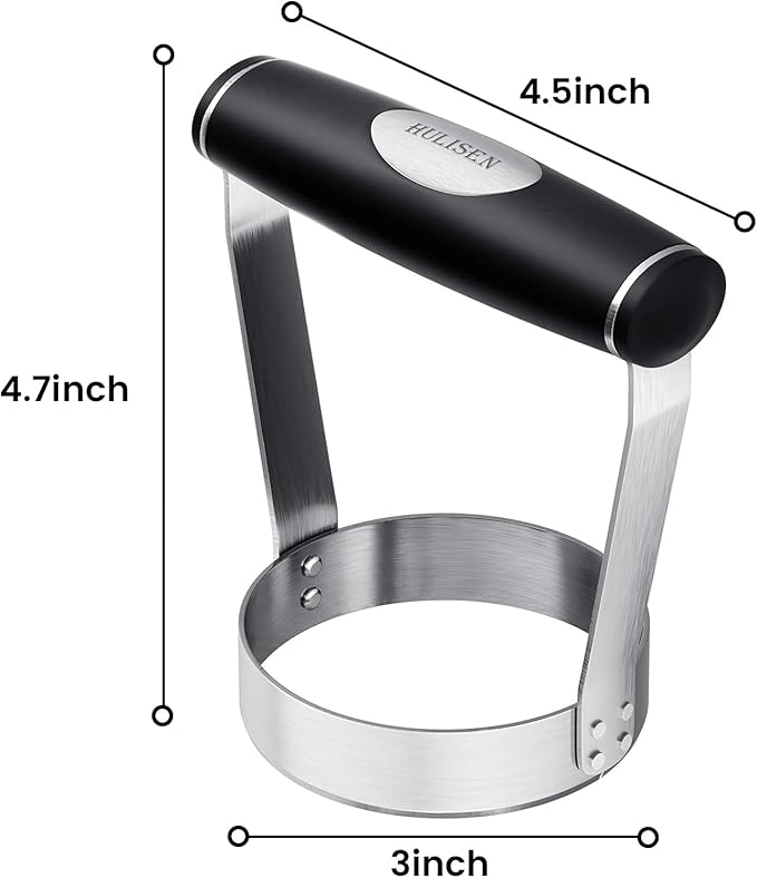 HULISEN Plain Edge Food Chopper, 3 Inch Manual Hand Chopper Dicer, Stainless Steel Round Handheld Food Cutter with Grip Handle, Chop Cabbage, Boiled Egg, Nut, Fruit, Vegetable, Meat for Salad