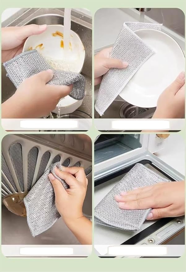 Kitchen Dish Soap Dispenser with Sponge Holder, 5-in-1 Countertop Soap Pump Dispenser, Soap Dispenser for Kitchen Sink with 3-Packs Wire Dishwashing Rag