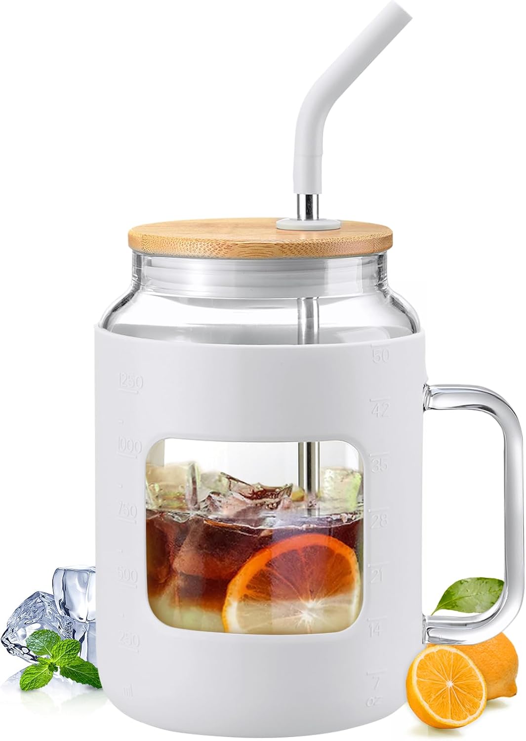 50 oz Glass Water Bottles, 1.5 L, White