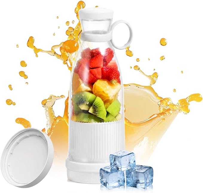 Portable Blender for Shakes and Smoothies, 2026 Upgrade Portable juicer with Travel Cup and Lid, Durable Stainless Steel Blades for Fresh Juice Blender (White, 350, ml)