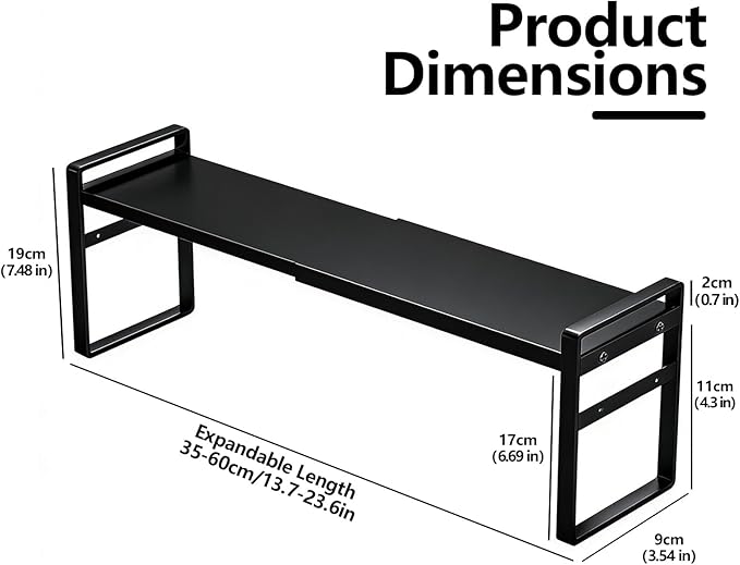 Retractable Over The Sink Shelf - Carbon Steel Window Sill Plant Shelves, Kitchen Counter Shelf for Plants & Storage Organization Accessories (White)