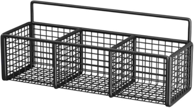 Storage Rack with 3 Compartments, Spice Rack Wall Mount, Punch-Free Hanging Spice Racks, Multi-Purpose Storages Organizer, Kitchen Storage Baskets for Seasonings Oniones Ginger Garli