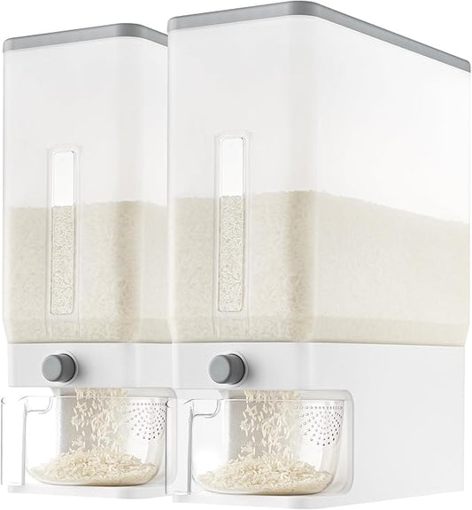 2 Pack Rice Dispenser 25 Lbs(11.3kg), Clear