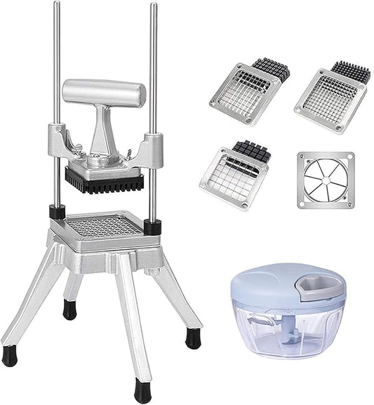 Commercial Vegetable Fruit Chopper W/6-Wedge Slicer&1/4″&3/8″&1/2" Blade Professional Food Dicer French Fry Cutter Stainless Steel Onion Slicer For Tomato Peppers Potato Mushroom