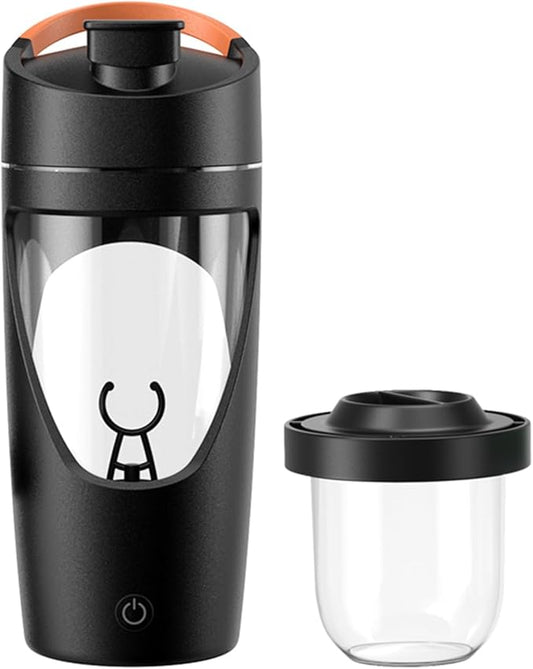 Electric Protein Shaker Bottle with Storage, 24oz USB-C Rechargeable, BPA-Free Tritan, Leak-Proof Mixer Bottle for Gym, Travel（Black）