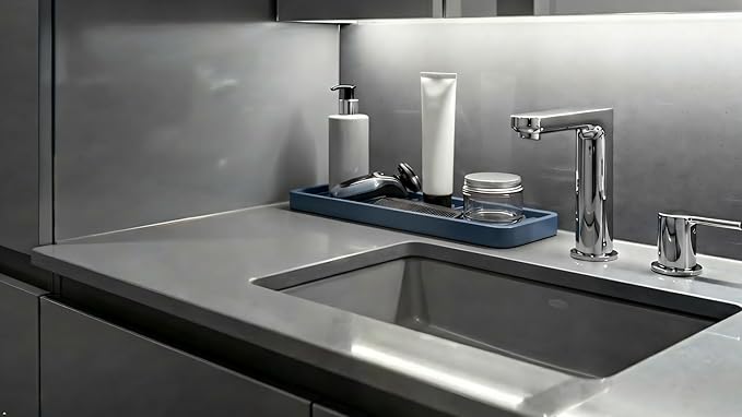 Silicone Sink and Surface Organizer Tray, Sponge Holder, Smoky Blue, 12"x4"