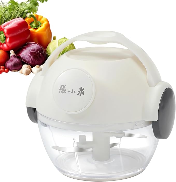 Mini Manual Vegetable Chopper Portable Pull String Food Chopper 170ml - Sharp Blades Garlic Mincer with Container Onion Cutter for Ginger, Chili, Fruit, Meat, Nuts