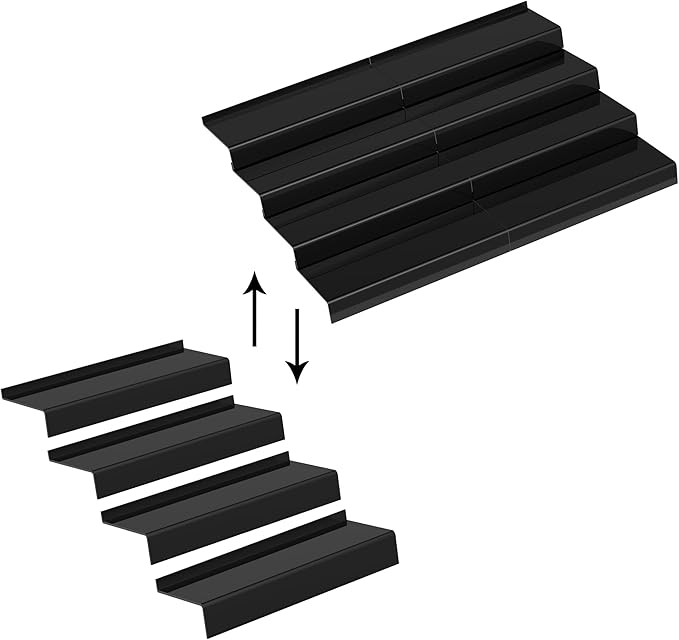 Sezanrpt Acrylic Spice Drawer Organizer Rack Adjustable From 12 Inch to 24 Inch Wide, 4 Tier Spice Organizer Shelf for Kitchen Drawer Display, Kitchen Spice Rack Tray for Drawer