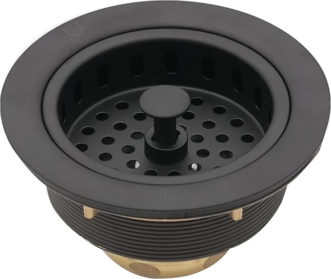 Westbrass A2165-12 4-1/4" OD Post Style Large Kitchen Basket Strainer with Waste Disposal Flange and Stopper Drain Set, Oil Rubbed Bronze